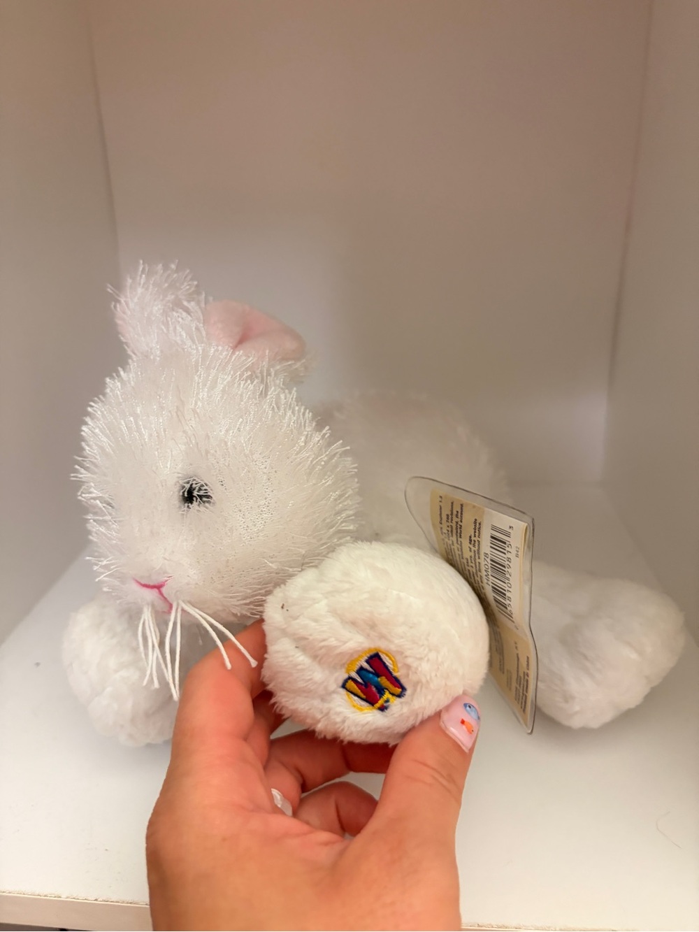 Webkinz White Plush Bunny stuffed animal with Code tag Y2K
